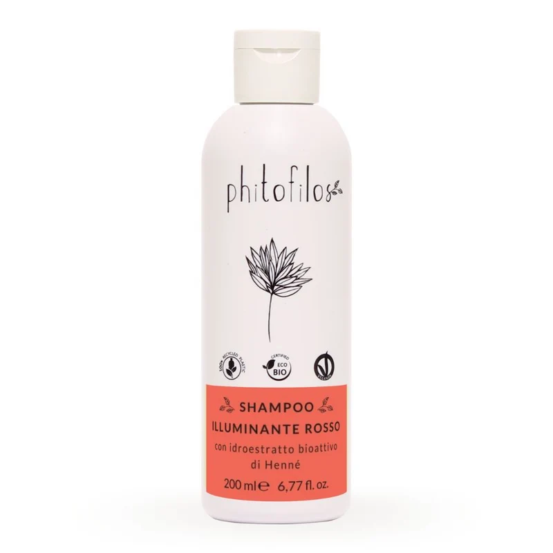 Shampoo illuminante rosso con henné, 200 ml - Phitofilos
