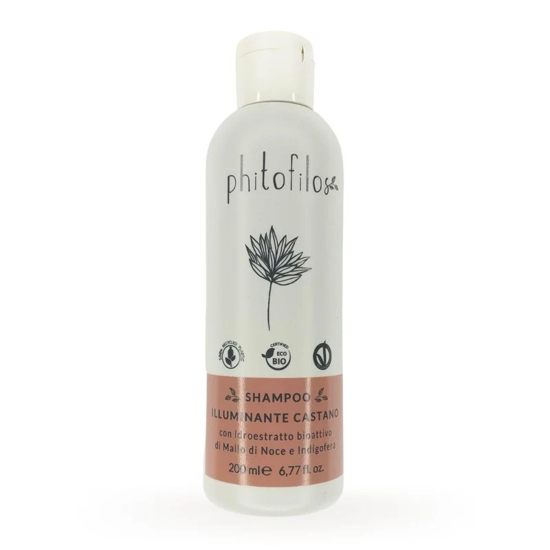 Shampoo illuminante castano con mallo e indigofera, 200 ml - Phitofilos