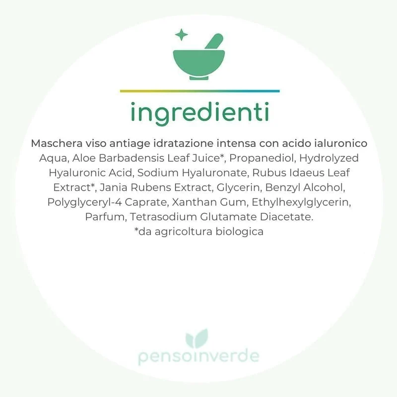 Maschera viso antiage idratazione intensa con acido ialuronico, 15 ml - Bioearth