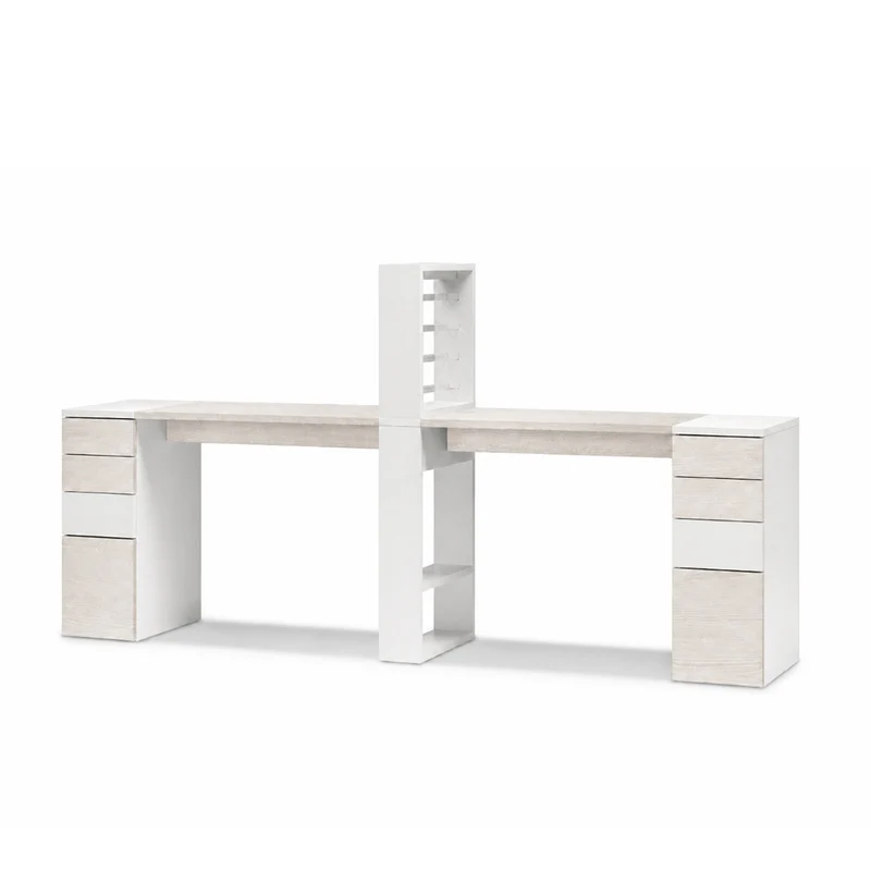 Tavolo Nails Doppio con 2 Cassettiere in Nobilato ed Espositore - Lacero
