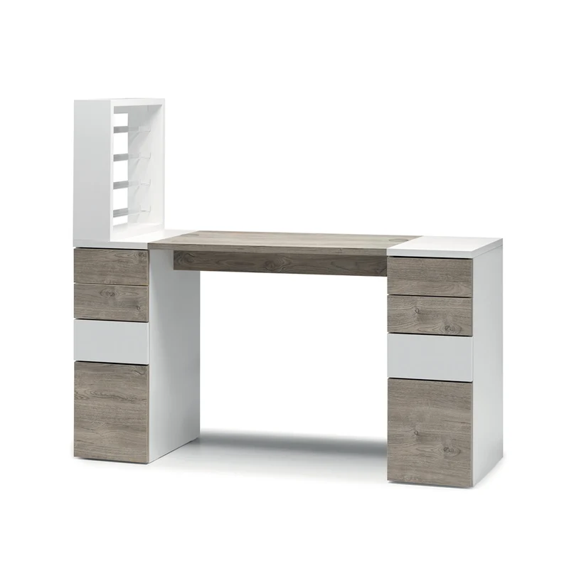 Tavolo Nails con 2 Cassettiere in Nobilato ed Espositore - Rovere