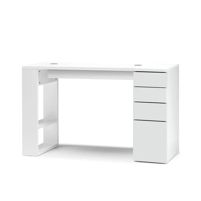 Tavolo Nails con Cassettiera in Nobilato - Bianco