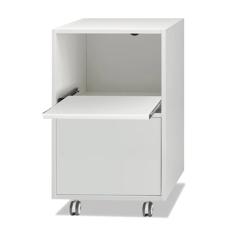 Cassettiera in Nobilato Maddy con Piano Scorrevole e 1 Cassettone - Bianco