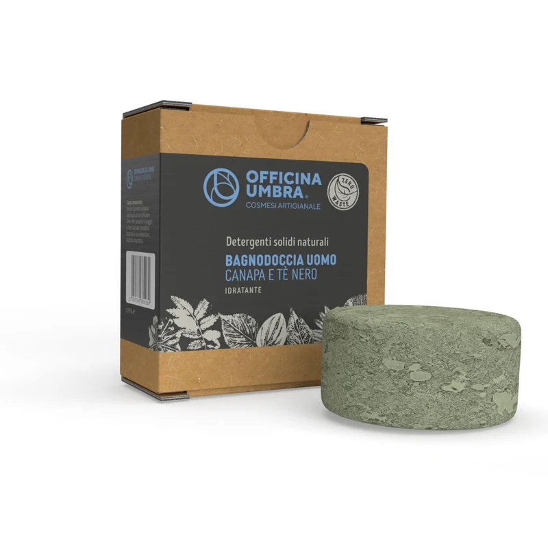 Bagnodoccia solido bio con canapa e te nero, 75 g - Officina Umbra