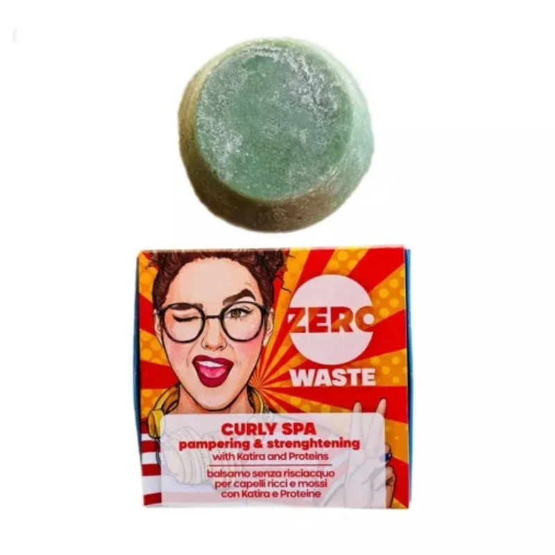 Curly Spa Balsamo Solido Capelli Ricci e Mossi Zero Waste, 60 g - Bio Gentleaf