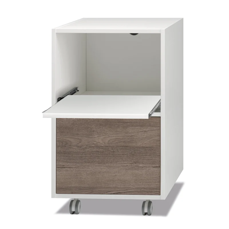 Cassettiera in Nobilato Maddy con Piano Scorrevole e 1 Cassettone - Rovere