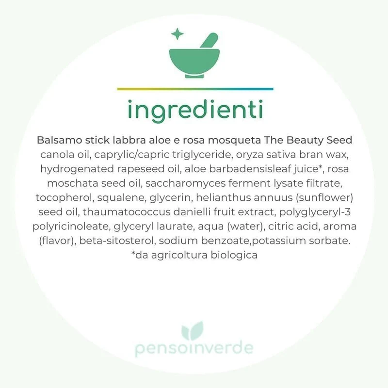 Balsamo stick labbra aloe e rosa mosqueta The Beauty Seed, 5,5 ml - Bioearth