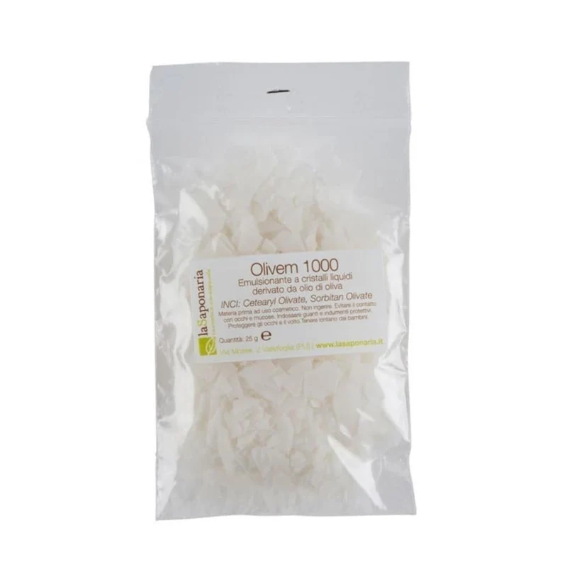 Olivem 1000 emulsionante a cristalli liquidi da olio d'oliva, 25 g - La Saponaria