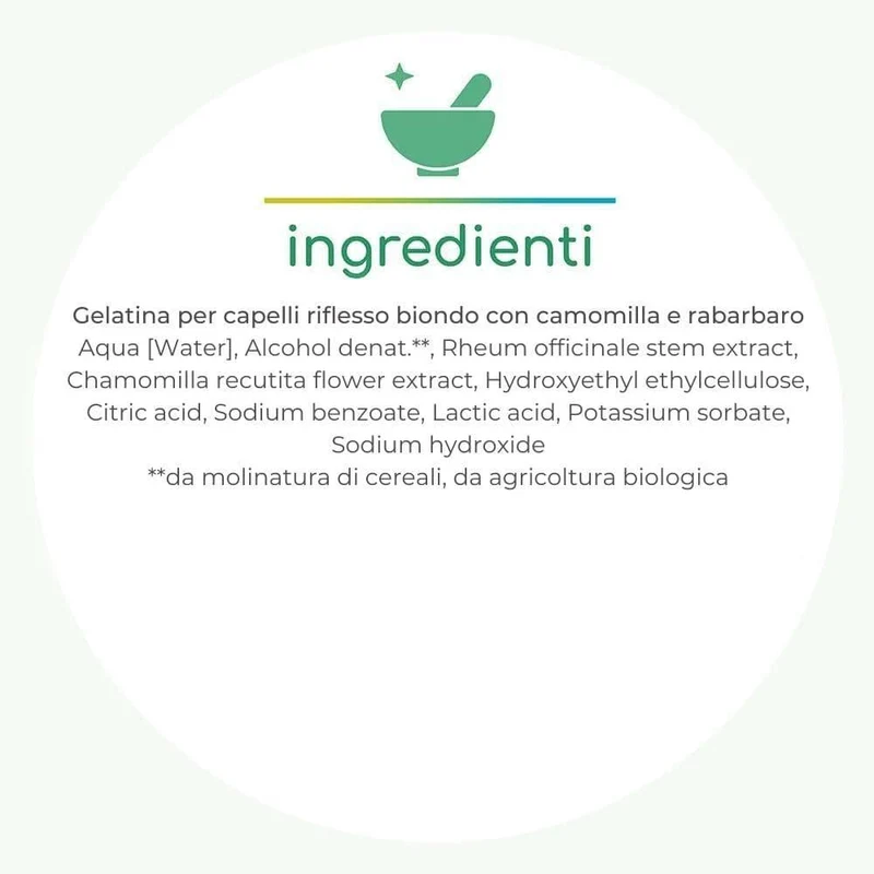 Gelatina per capelli riflesso biondo con camomilla e rabarbaro, 150 ml - Phitofilos
