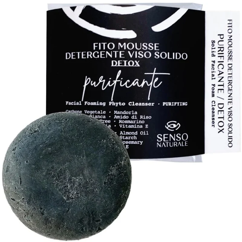 Detergente mousse solido viso detox per pelle mista e grassa, 28 g - Senso Naturale
