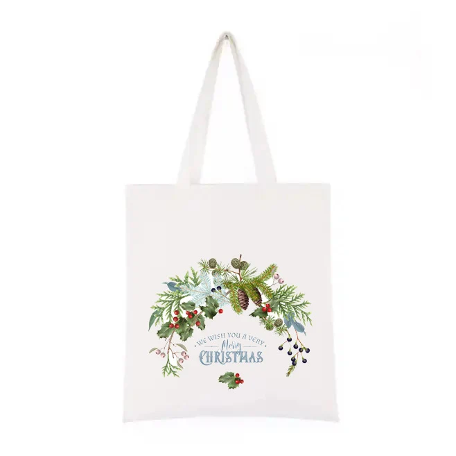 Shopper in Cotone Stampa Natale - C