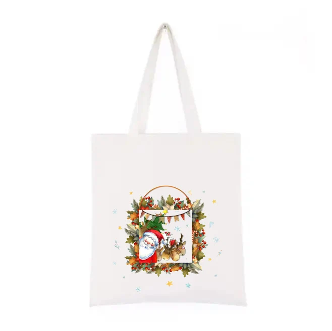 Shopper in Cotone Stampa Natale - A