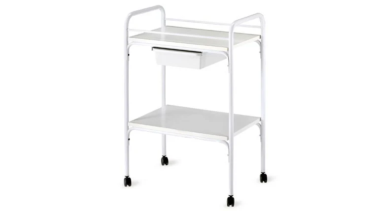 Carrello in Acciaio con 2 ripiani in Legno + Cassetto