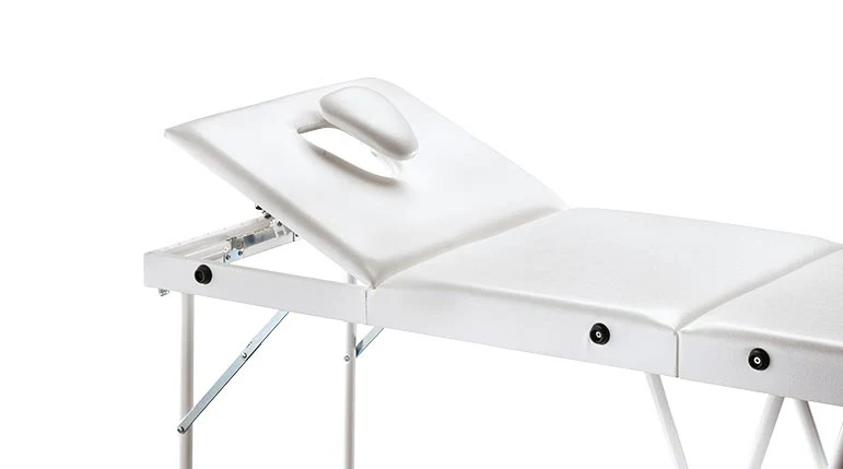 Lettino Portatile in Acciaio a 2 Snodi con Gambe Rinforzate in Ecopelle Bianco