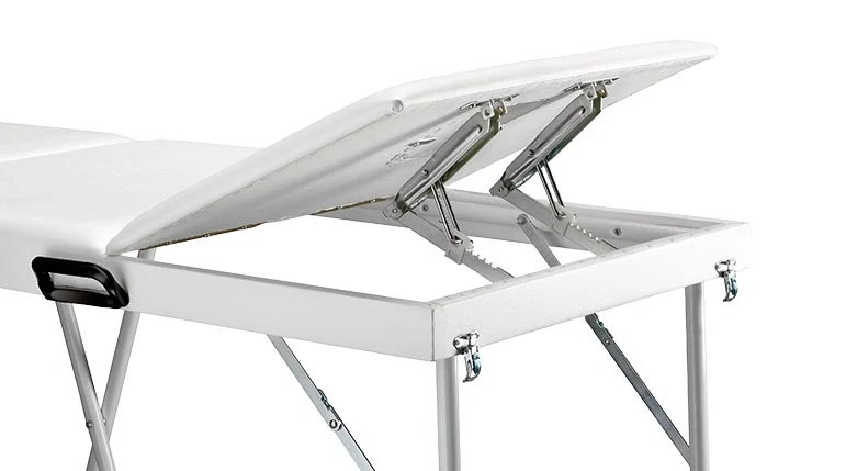 Lettino Portatile in Acciaio a 2 Snodi con Gambe Rinforzate in Ecopelle Bianco