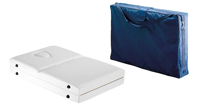 Lettino Portatile in Acciaio a 2 Snodi con Gambe Rinforzate in Ecopelle Bianco