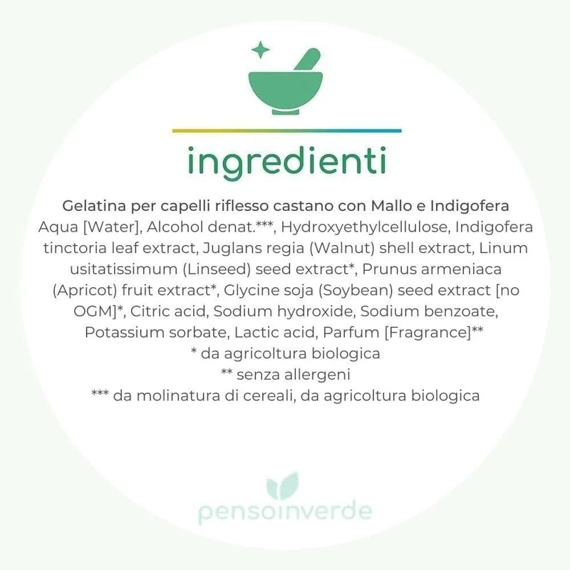 Gelatina per capelli riflesso castano con Mallo e Indigofera, 150 ml - Phitofilos