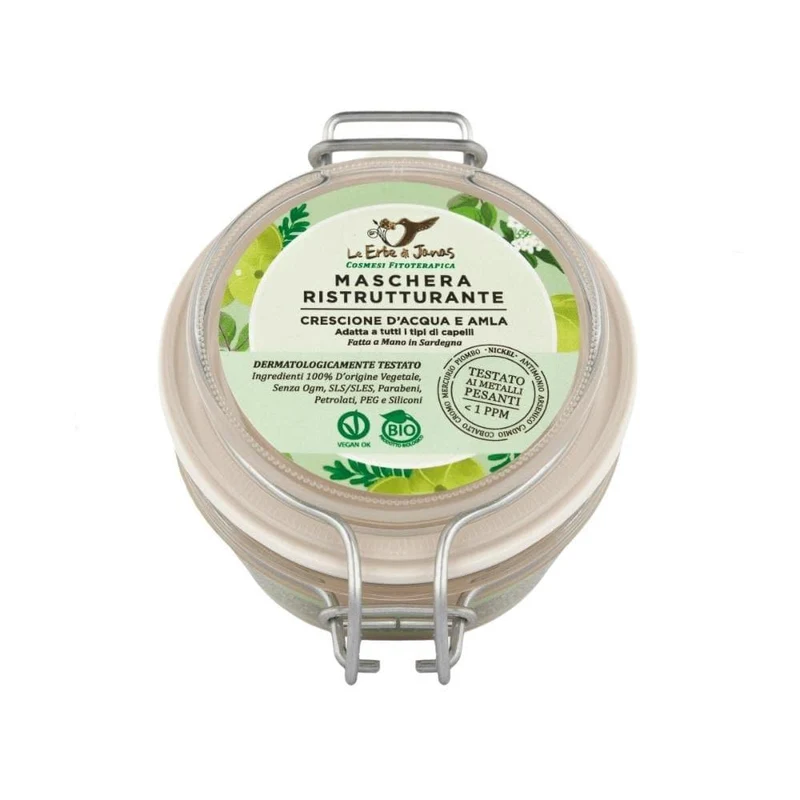 Maschera Capelli ristrutturante Crescione e Amla bio, 125 ml - Erbe di Janas