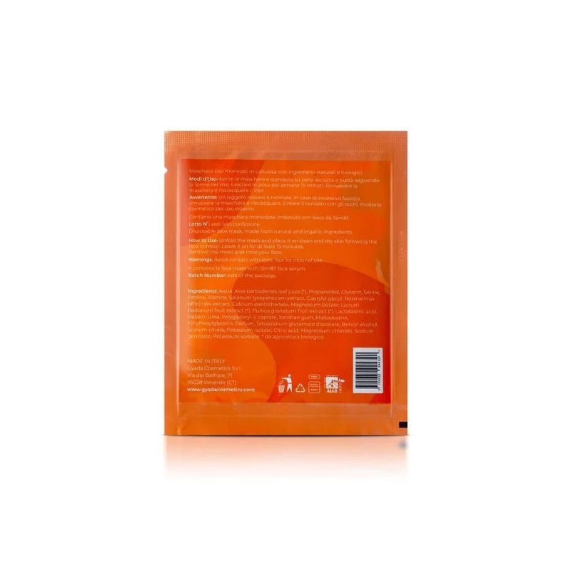 Maschera viso in tessuto N.3 esfoliante e illuminante, 1 pz - Gyada Cosmetics