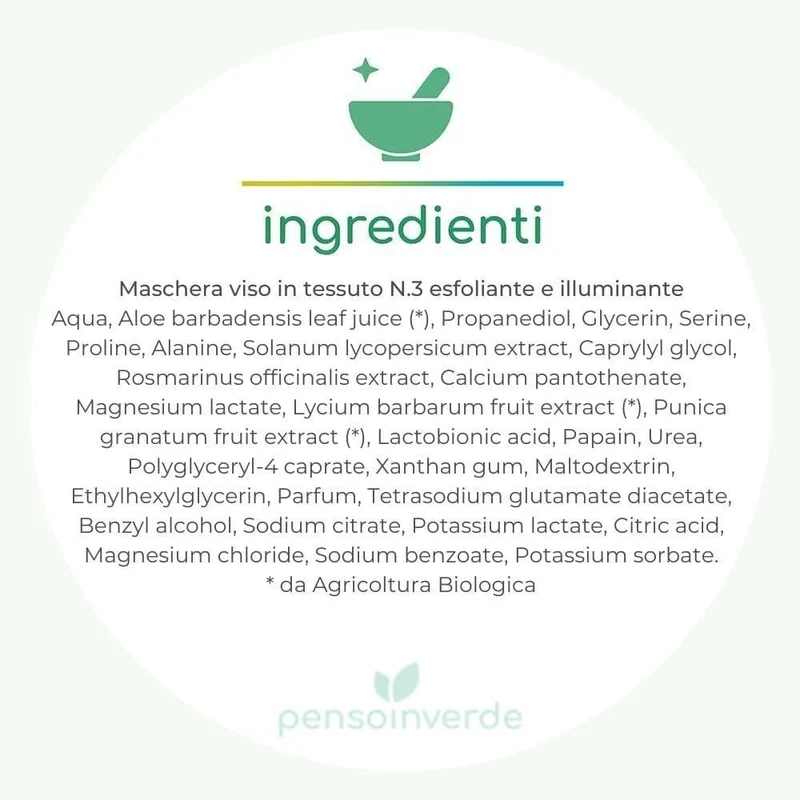 Maschera viso in tessuto N.3 esfoliante e illuminante, 1 pz - Gyada Cosmetics