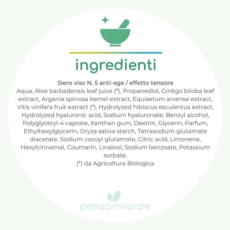 Siero Viso N. 5 anti-age / effetto tensore, 30 ml - Gyada Cosmetics