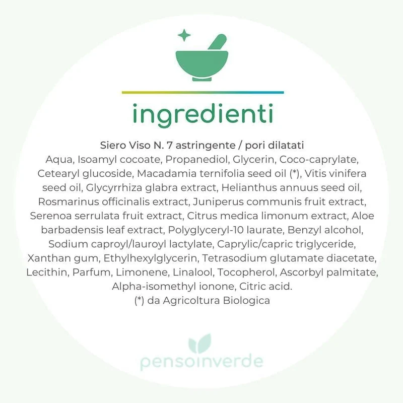 Siero Viso N. 7 astringente / pori dilatati, 30 ml - Gyada Cosmetics