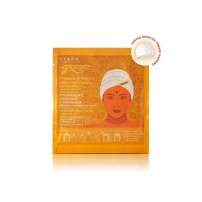 Impacco ayurvedico in tessuto riflessante Gold Hair Hyalurvedic, 1 pz - Gyada Cosmetics