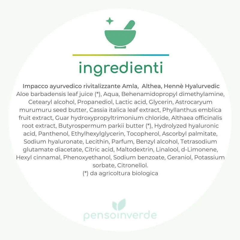 Impacco ayurvedico rivitalizzante Amla, Althea, Hennè Hyalurvedic, 200 ml - Gyada Cosmetics
