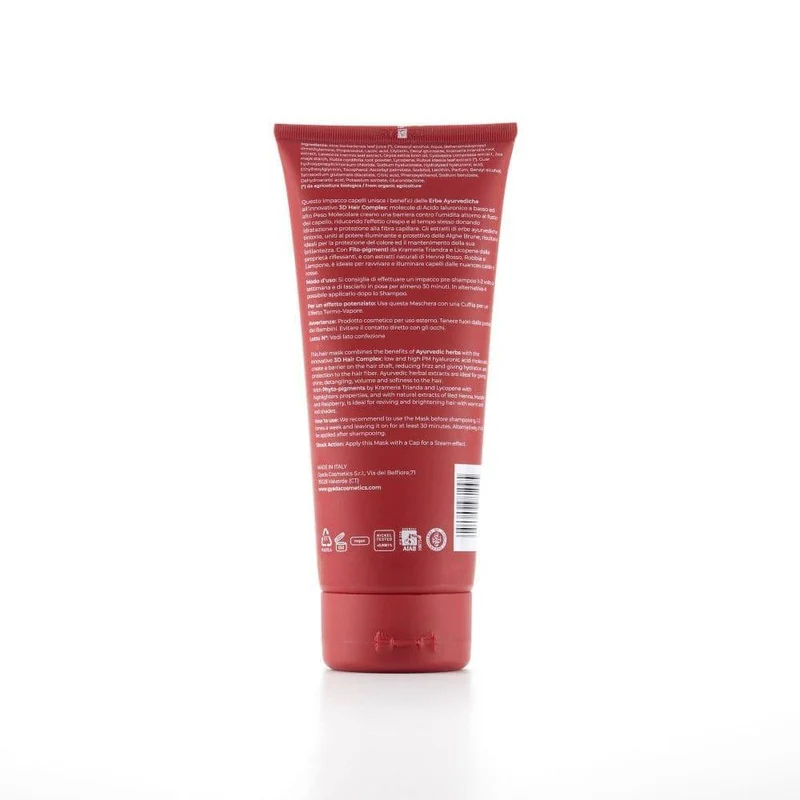 Impacco ayurvedico riflessante Red Hair hennè rosso Hyalurvedic, 200 ml - Gyada Cosmetics