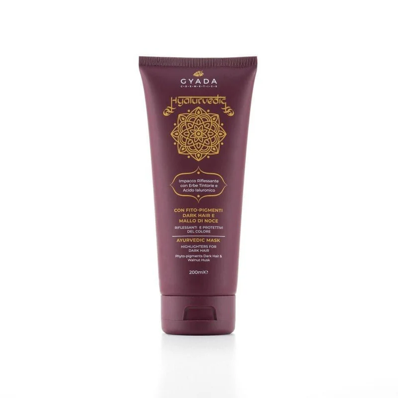 Impacco ayurvedico riflessante Dark Hair mallo di noce Hyalurvedic, 200 ml - Gyada Cosmetics