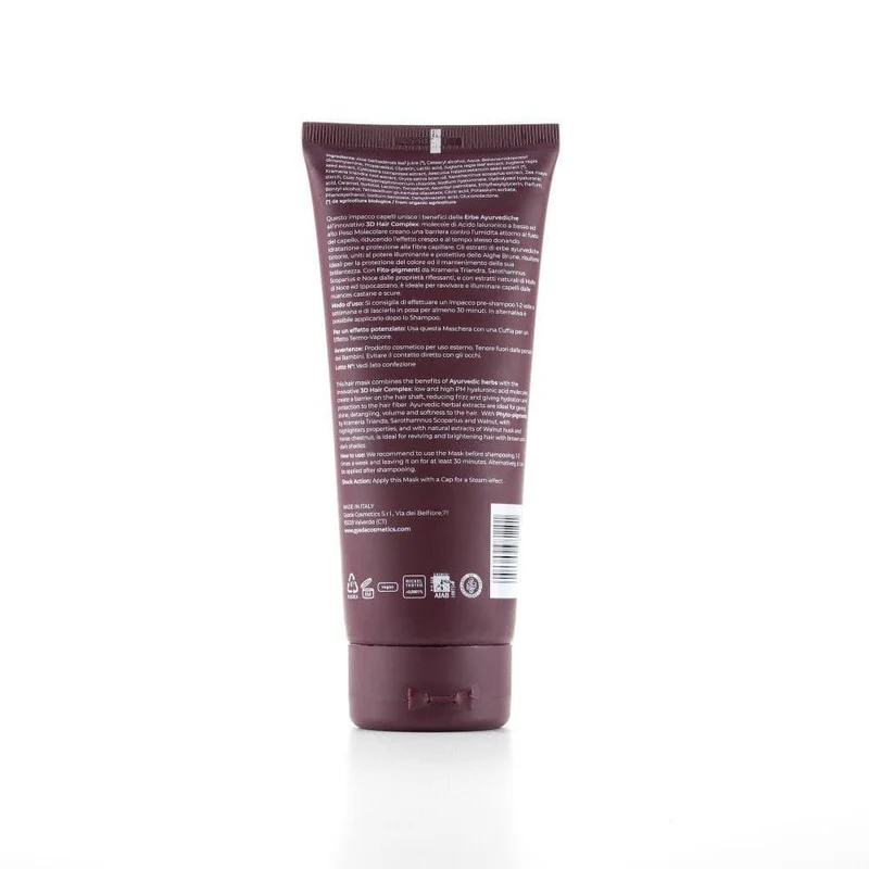 Impacco ayurvedico riflessante Dark Hair mallo di noce Hyalurvedic, 200 ml - Gyada Cosmetics