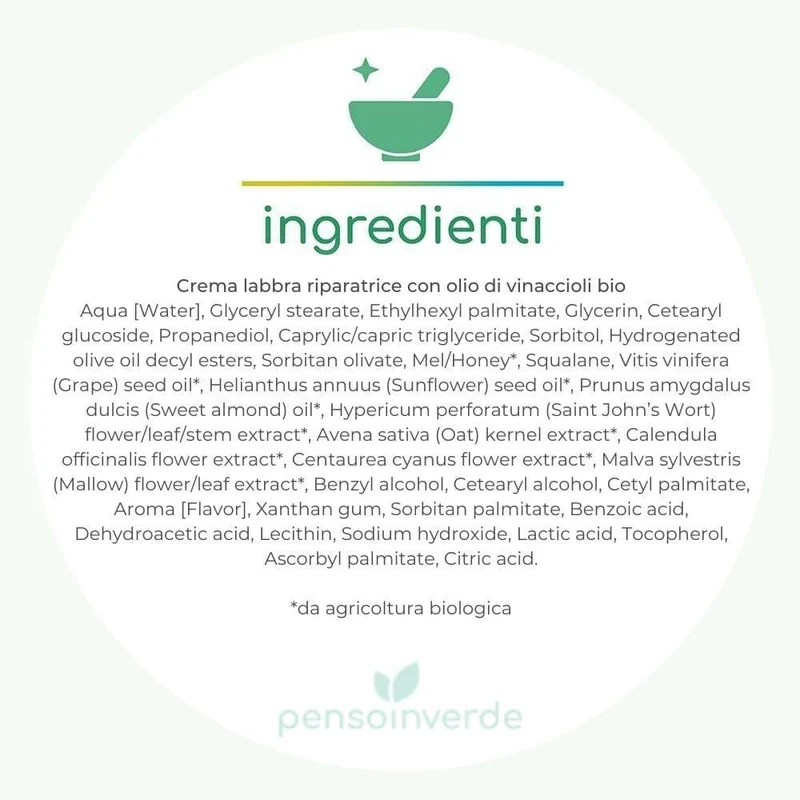 Crema labbra riparatrice con olio di vinaccioli bio, 15 ml - Biofficina Toscana