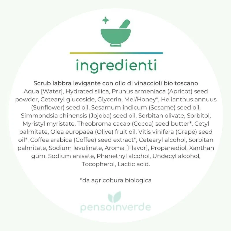 Scrub labbra levigante con olio di vinaccioli bio toscano, 15 ml - Biofficina Toscana