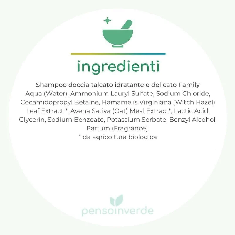 Shampoo doccia talcato idratante e delicato Family, 500 ml - Bioearth