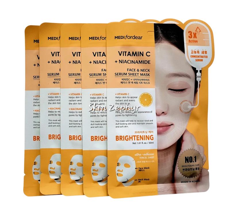 Medifordear Vitamin C + Niacinamide Face & Neck Serum Sheet Mask