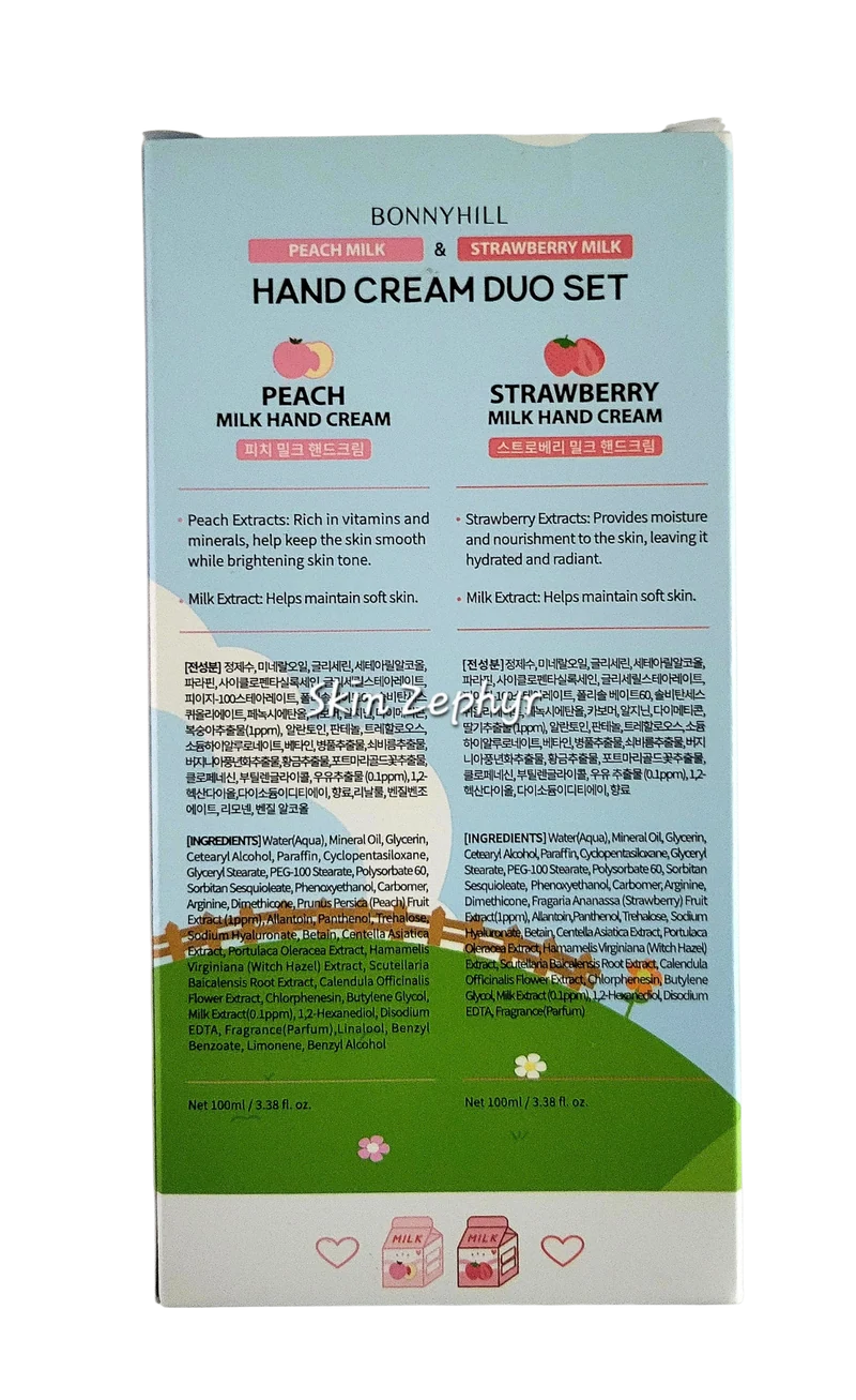 Bonnyhill Peach Milk and Strawberry Milk Hand Cream Duo Set