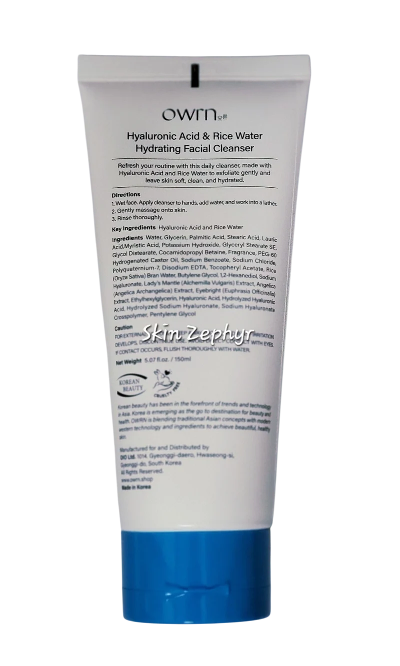 Owrn Hyaluornic Acid and Rice Water Hydrating Facial Cleanser