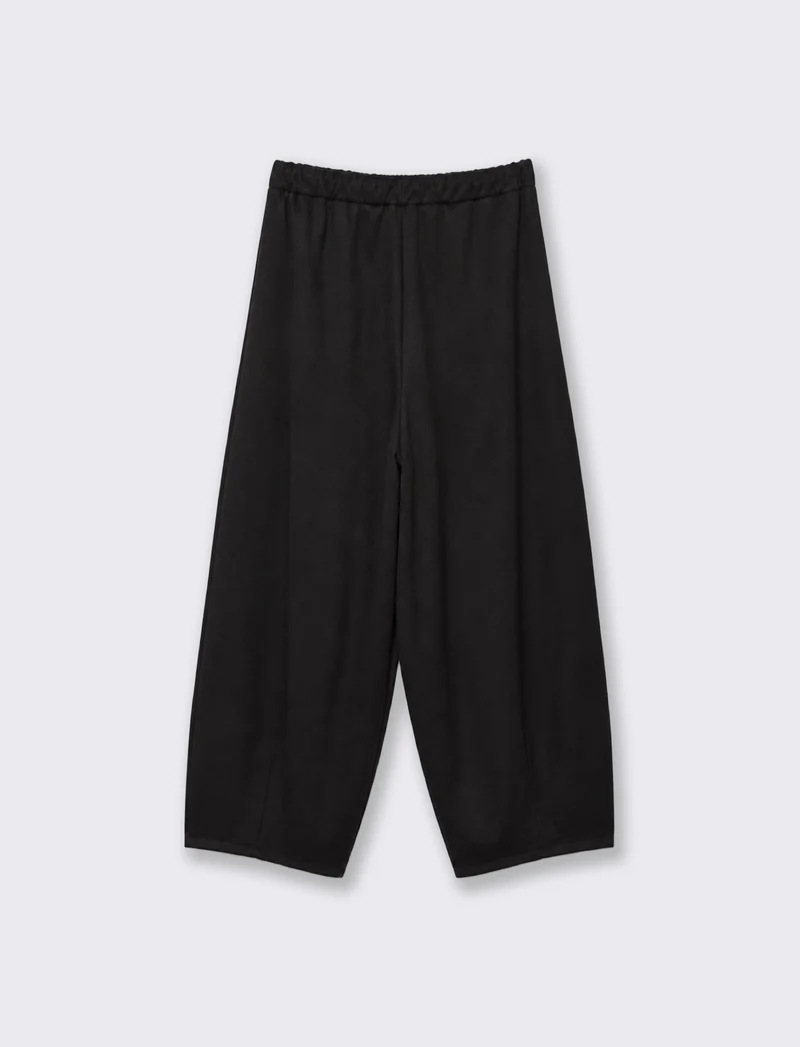 Pantaloni barrel effetto camoscio con coulisse in vita - Nero