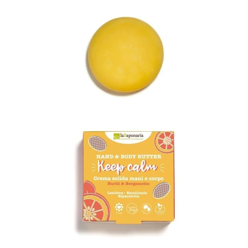 Keep Calm crema mani e corpo solida buriti e bergamotto, 80 ml - La Saponaria