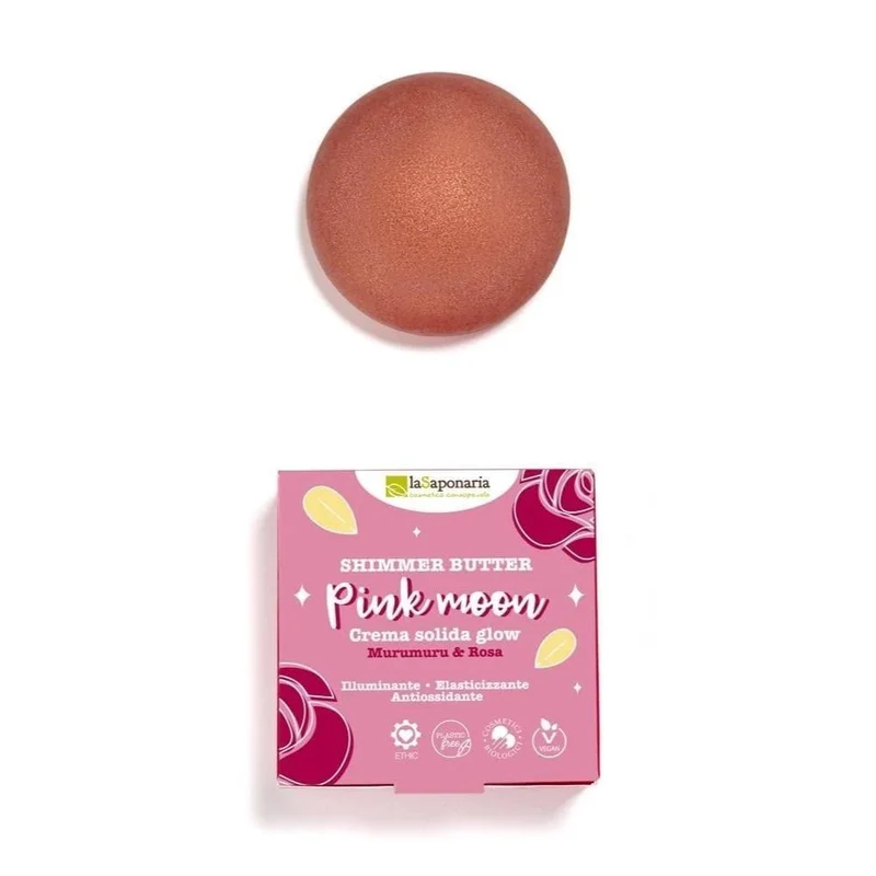 Pink Moon crema corpo solida glow murumuru e rosa, 80 ml - La Saponaria