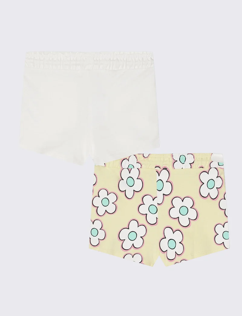 Set 2 pack shorts in french terry uniti e stampati - Giallo