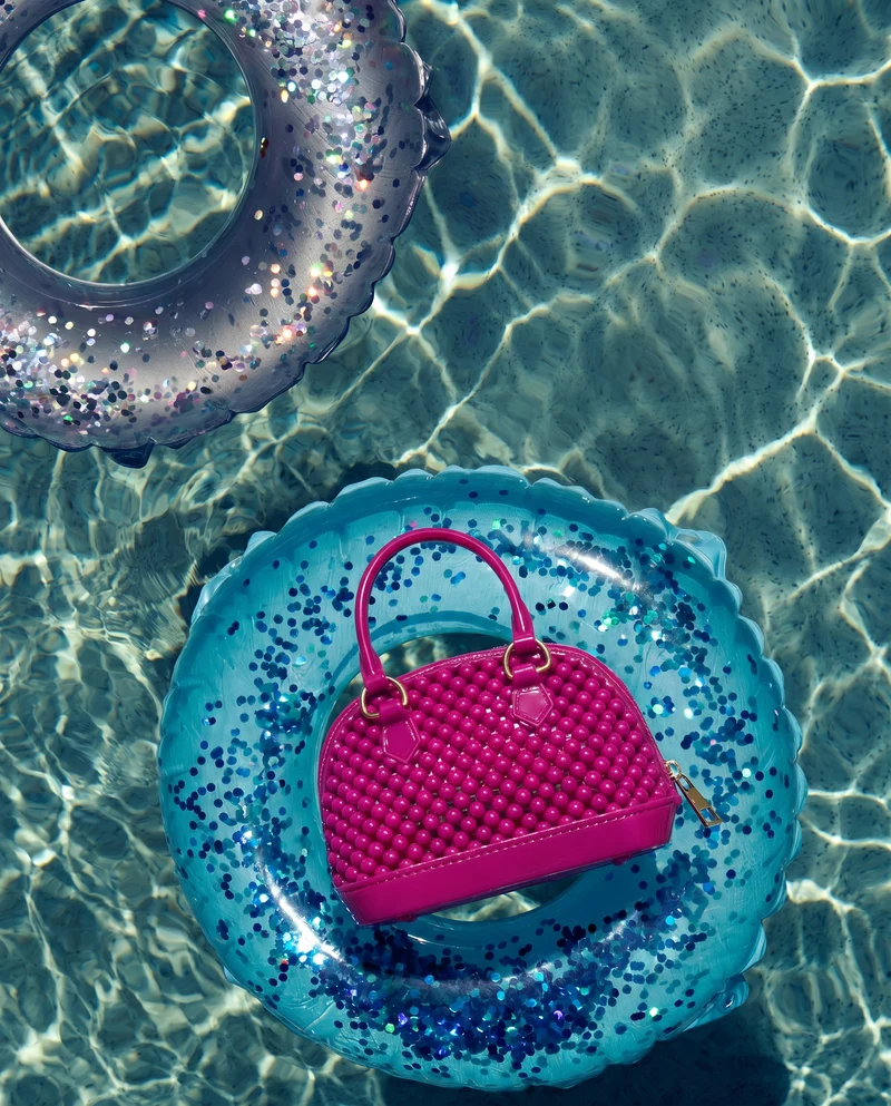 Bauletto bambina con bolle in PVC - Fuxia