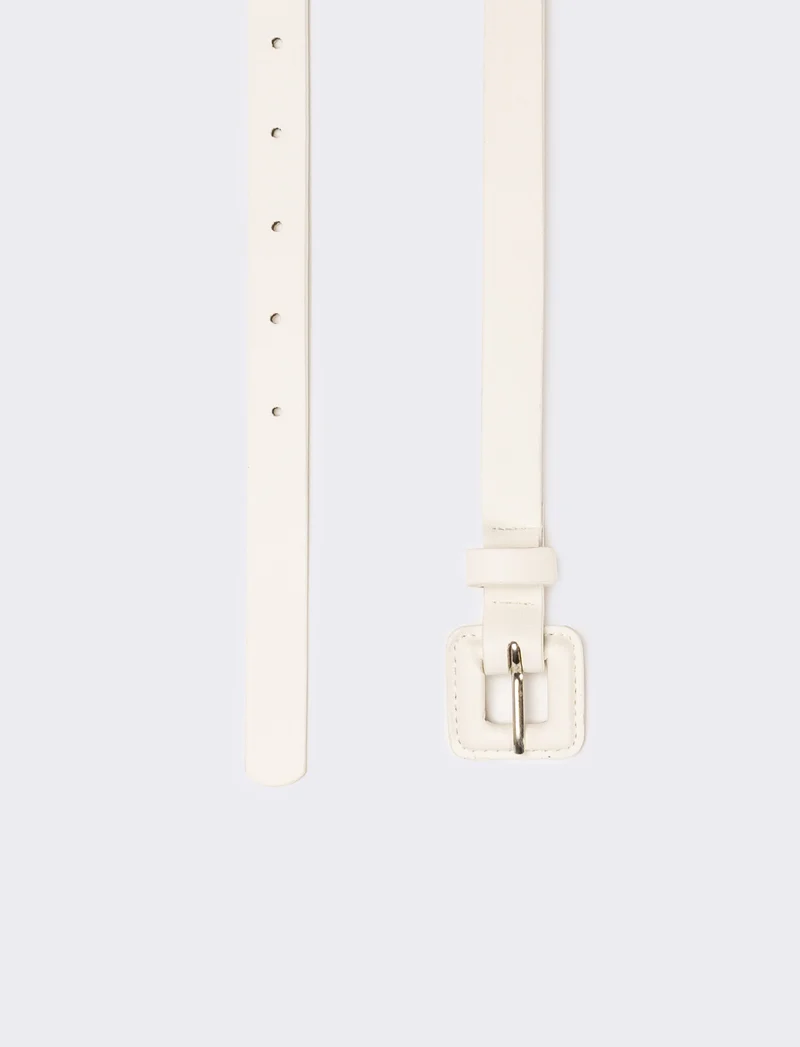 Cintura donna con fibbia rivestita - Bianco
