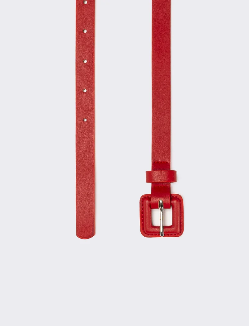 Cintura donna con fibbia rivestita - Rosso