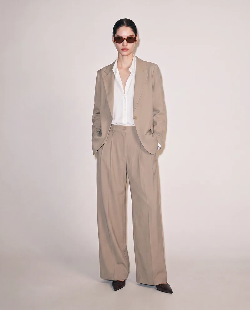 Giacca monopetto con vestibilità regolare - Beige