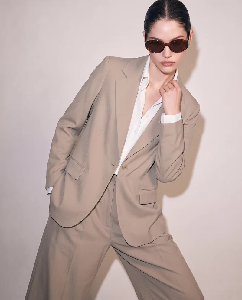 Giacca monopetto con vestibilità regolare - Beige