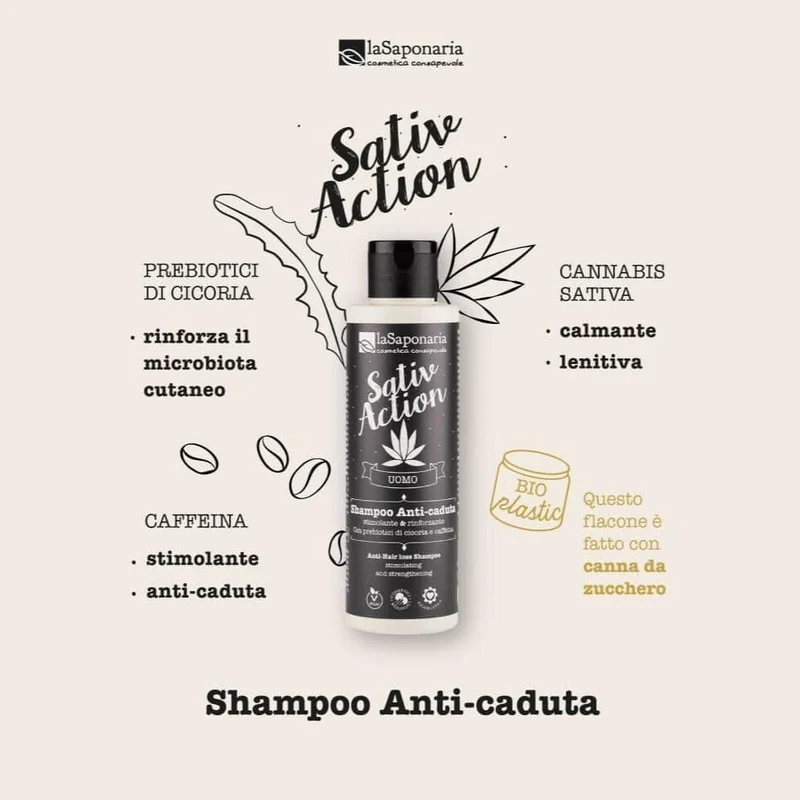Sativ Action shampoo anti-caduta, 150 ml - La Saponaria