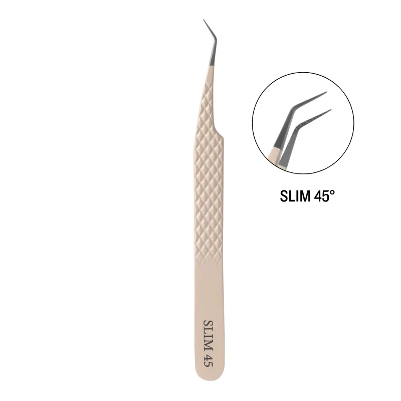 Slim 45° Nude Color Fiber Tweezers For Eyelash Extension