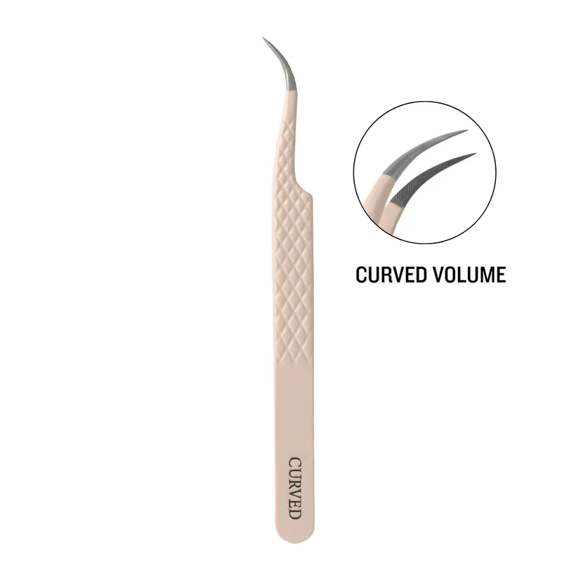 Curved Nude Color Fiber Tweezers For Eyelash Extension