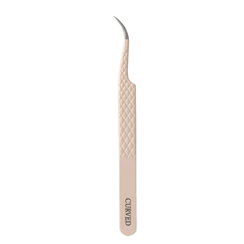 Curved Nude Color Fiber Tweezers For Eyelash Extension